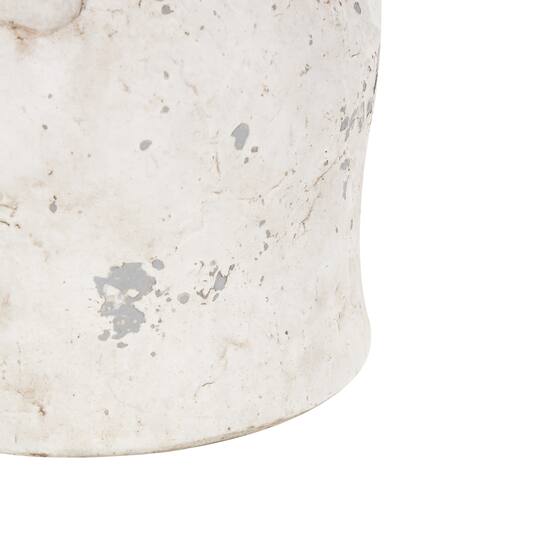8.25" Cream Ceramic Antique Style Distressed Decorative Vase with Handles